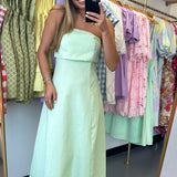 Pistachio Strapless Linen Maxi Dress