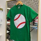 GREEN SEQUIN BASEBALL TEE