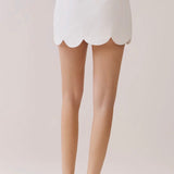 WHITE SCALLOPED HEM SKIRT