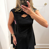 BLACK CHIFFON SCARF DRESS