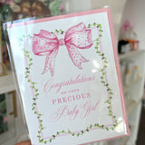 CONGRATULAITONS BABY GIRL BOW CARD