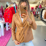 CAMEL PLEATHER BLAZER