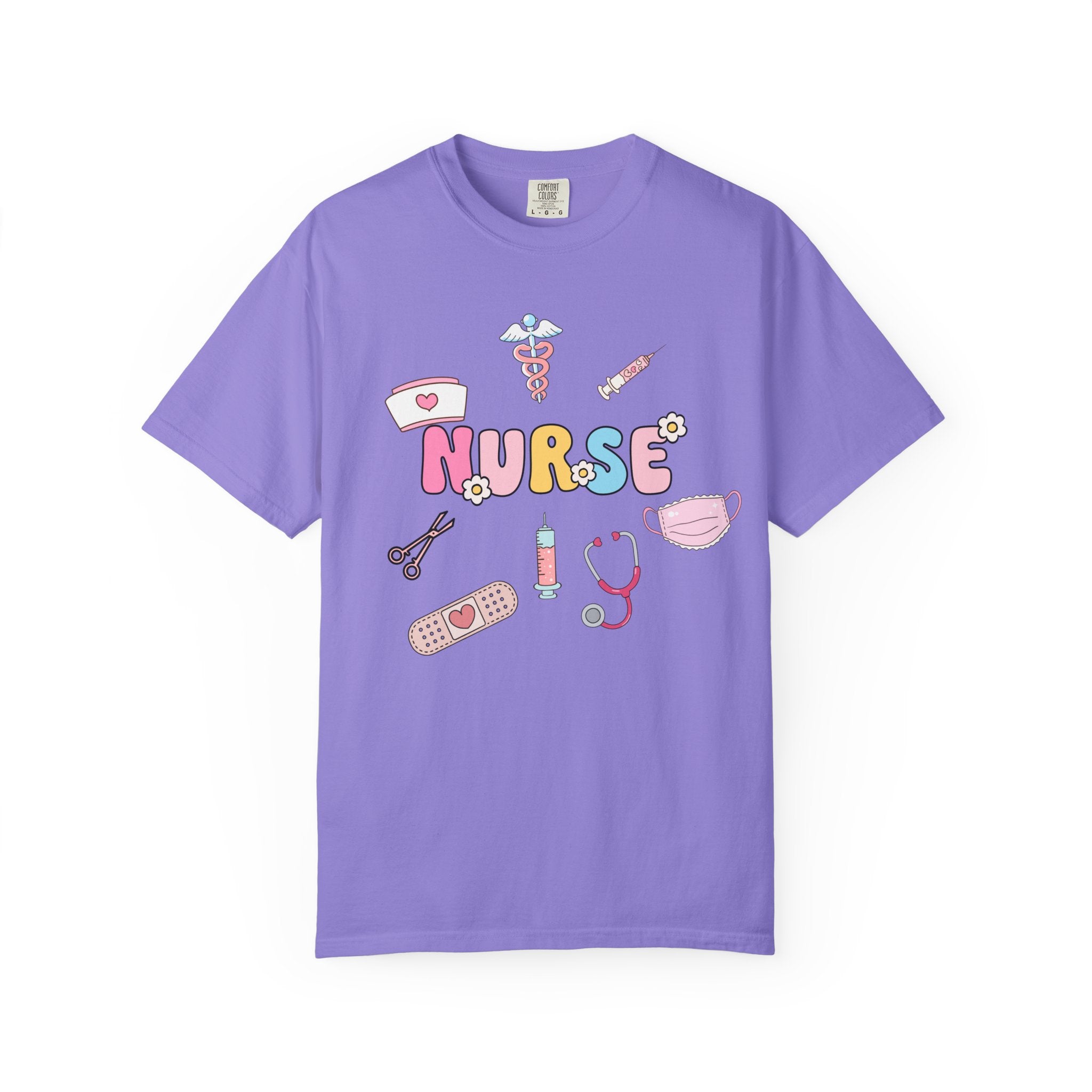 Nurse Cute Icons T-Shirt | Pastel Medical Graphic Tee for Nurses