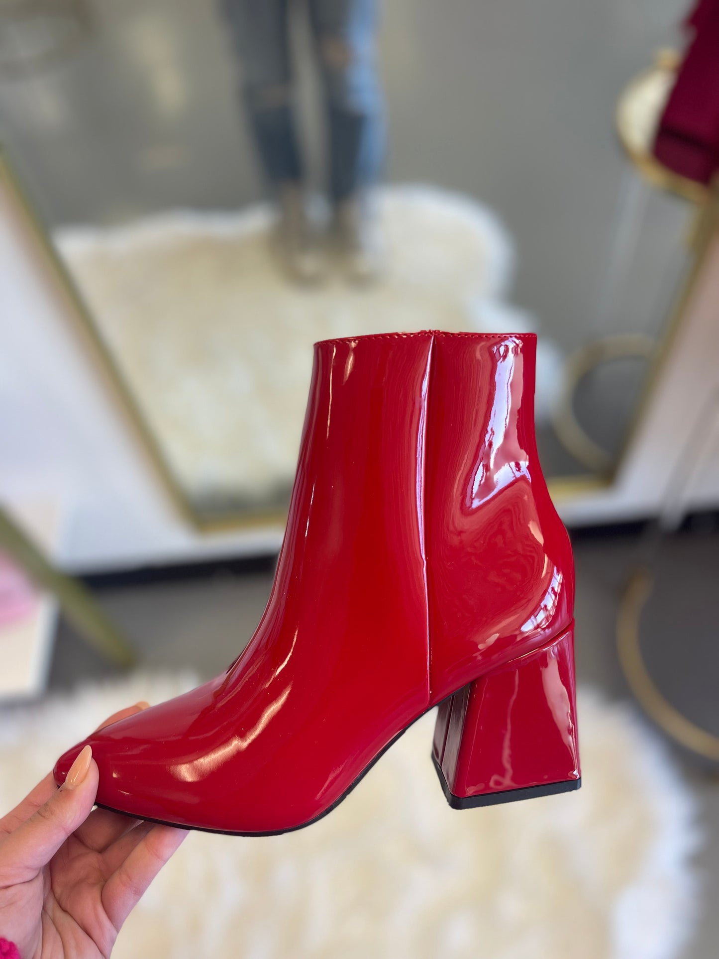 Red Leather Booties