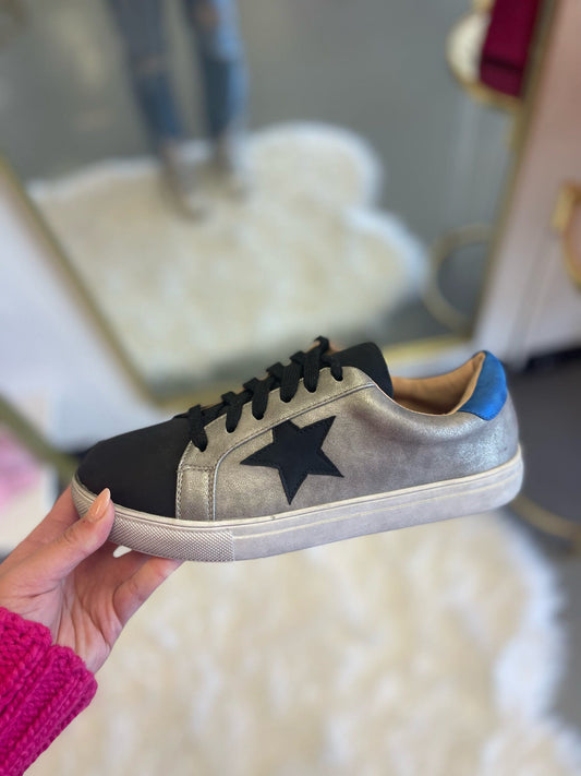 Blue and Gray Star Sneakers