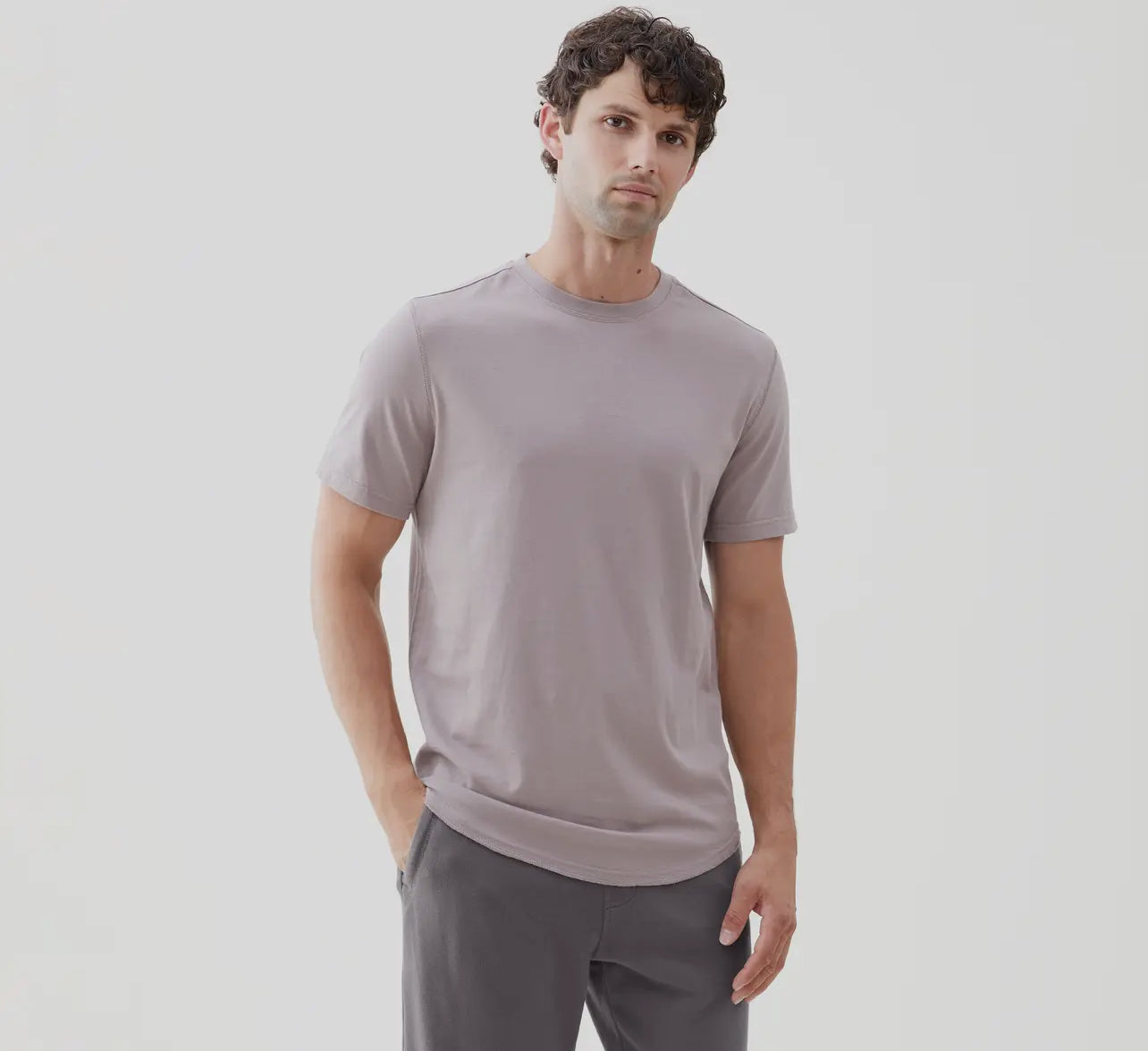 EIFFEL GREY S/S SCOOP BOTTOM PIMA TEE