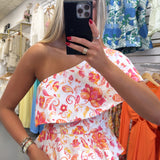 FLORAL PAISLEY ONE SHOULDER TOP