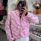 PINK PRINTED QUILTED JACKET