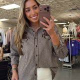 WF HORSE PLAID BUTTON UP TOP