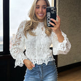 WHITE FLORAL LACE BLOUSE