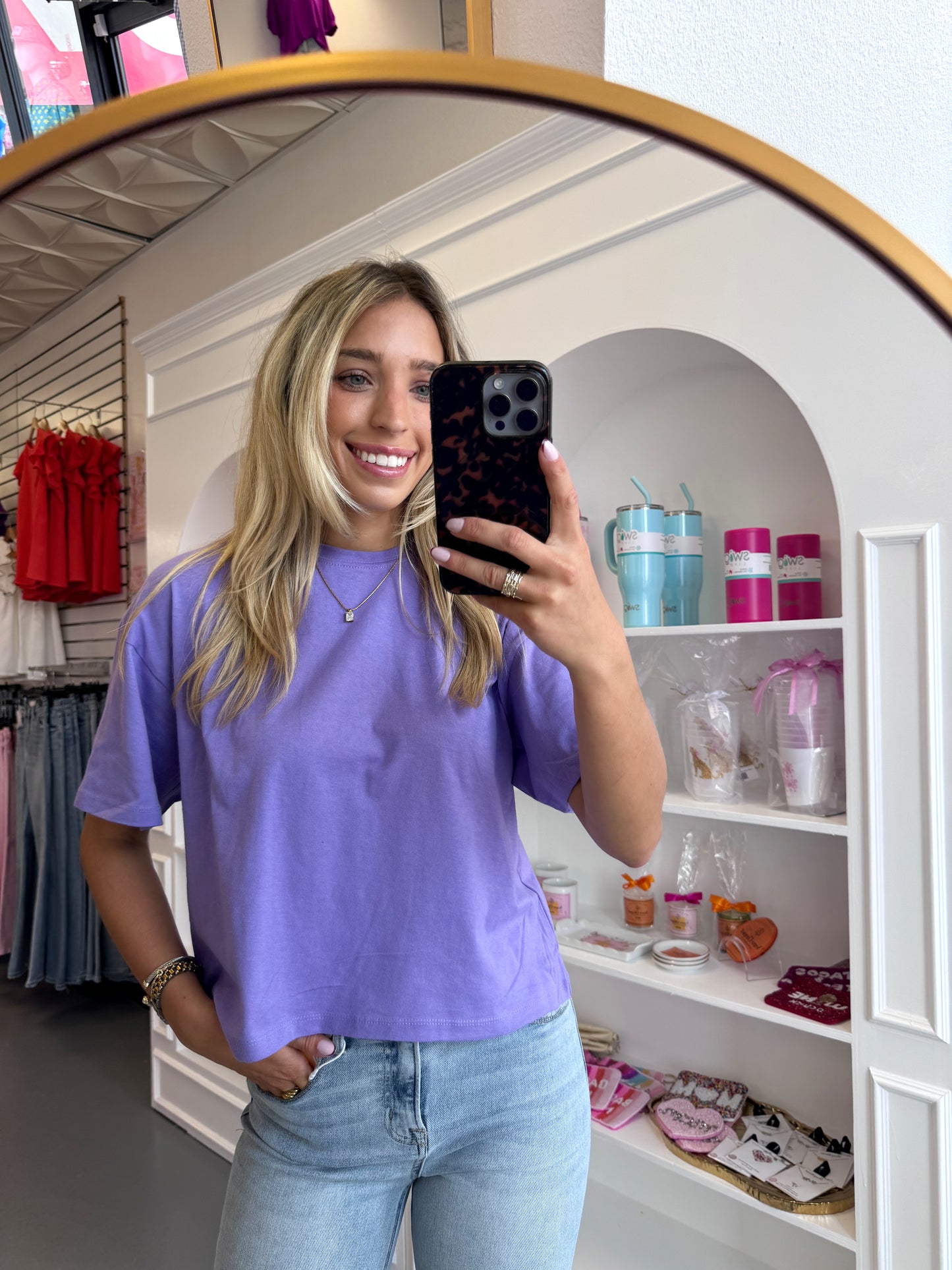 PURPLE BLANK CROP TEE