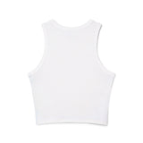 USA Flag Racer Tank Top — Patriotic Women's Cropped Micro Rib Tank for 4th of July & Summer