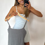 Black Gingham Lace Ruffle Athletic Dress