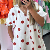 WHITE & RED POLKA DOT DRESS