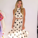 POLKA DOT HALTER TOP + MAXI SKIRT SET