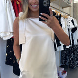 Ivory Satin Bow Mini Dress