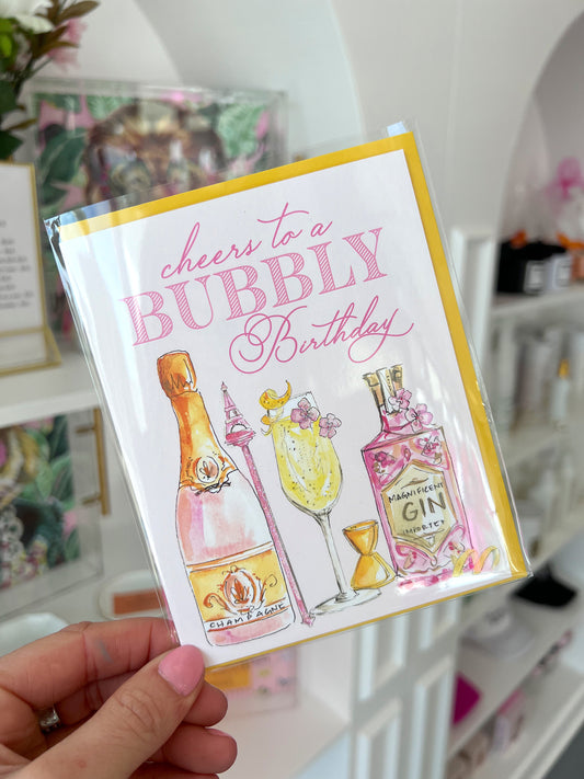 CHEERES TO A BUBBLY BIRTHDAY FRENCH 75 CARD