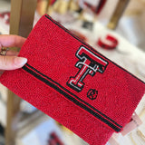 RED TEXAS TECH BEADED CROSSBODY