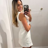 WHITE GOLD BUTTON SKORT SET
