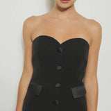 BLACK STRAPLESS SWEETHEART BUSTIER TOP