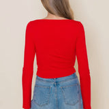 Red Bell Sleeve Top