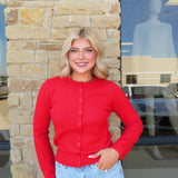 RED LONG SLEEVE CARDIGAN