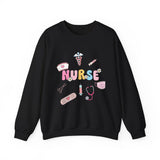 Nurse Medical Icons Crewneck Sweatshirt – Cute Nurse Graphic Pullover