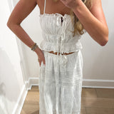 WHITE EMBROIDERED LACE TOP & MAXI SKIRT SET
