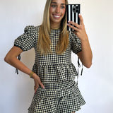 BLACK GINGHAM RUFFLE SET