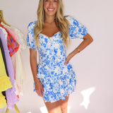 BLUE FLORAL ELIANA DRESS