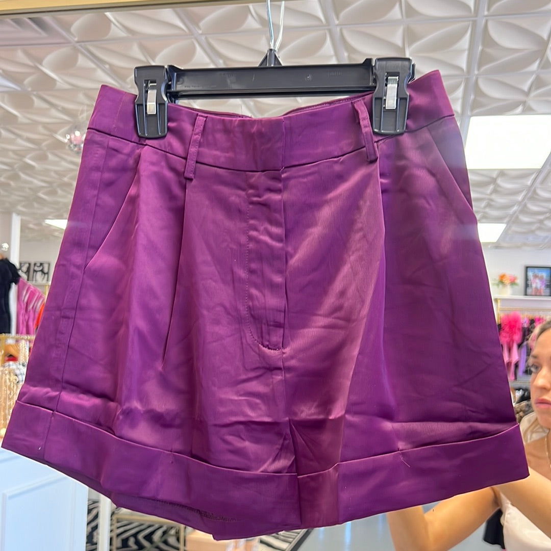 PLUM BUTTON UP SHORTS