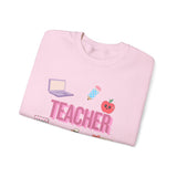 Teacher Icons Crewneck Sweatshirt — Cute Pink School Graphics
