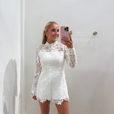 LBK WHITE LACE CHIC LONGSLEEVE ROMPER