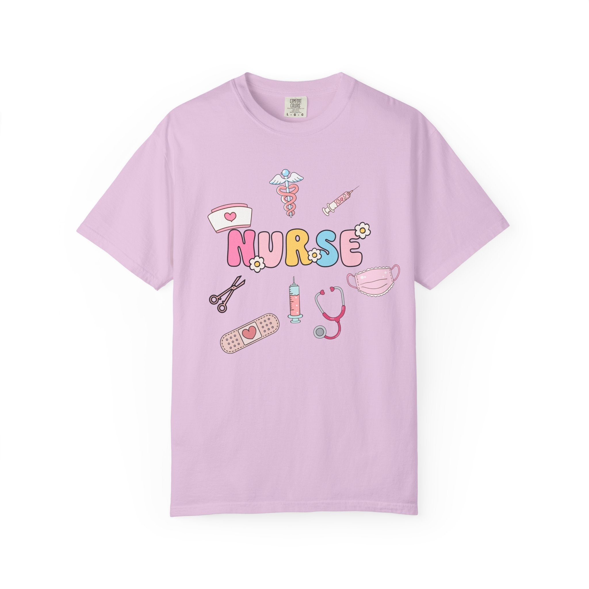Nurse Cute Icons T-Shirt | Pastel Medical Graphic Tee for Nurses