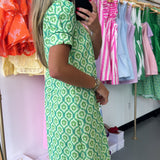 GREEN FLORAL RUFFLE MIDI DRESS