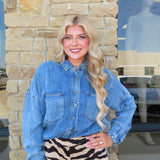 DENIM BUTTON DOWN LONG SLEEVE SHIRT