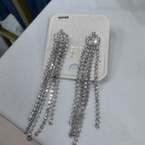 SILVER RHINESTONE DANGLE EARRINGS