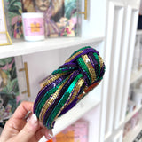 GOLD GREEN PURPLE SEQUIN HEADBAND