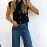 RISEN - DARK HIGH RISE CROP JEANS