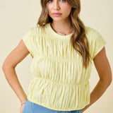 Lemon Sleeveless Tiered Top