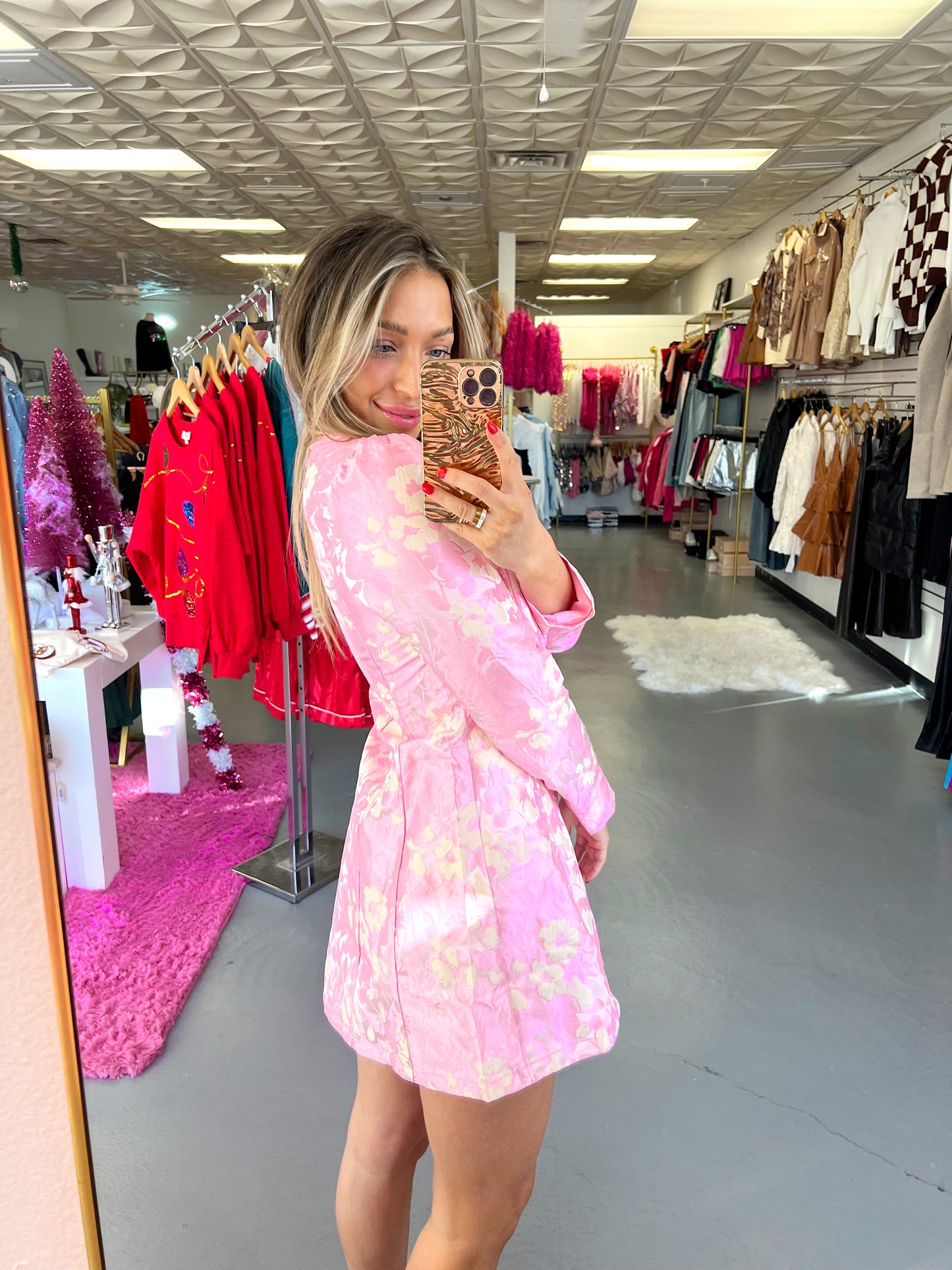 PINK JACQUARD DRESS