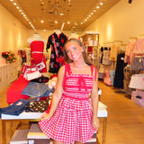 RED & WHITE GINGHAM SKORT SET