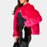 BUDDYLOVE BADDIE HOT PINK FAUX FUR JACKET