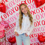 HEART POPLIN EMBROIDERY BLOUSE