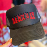 GAME DAY BLACK & RED TRUCKER HAT