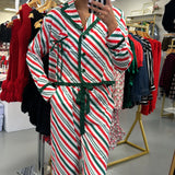 CANDY CANE STRIPE SATIN PAJAMA SET