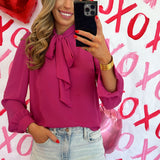 MAGENTA BOW TIE BLOUSE