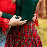 RED CHECKERED PLAID BALLOON SKIRT (size large left)