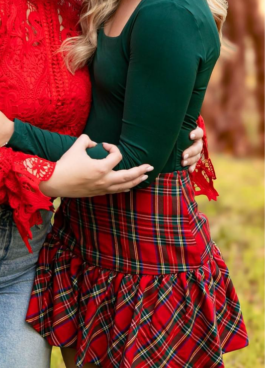 RED CHECKERED PLAID BALLOON SKIRT