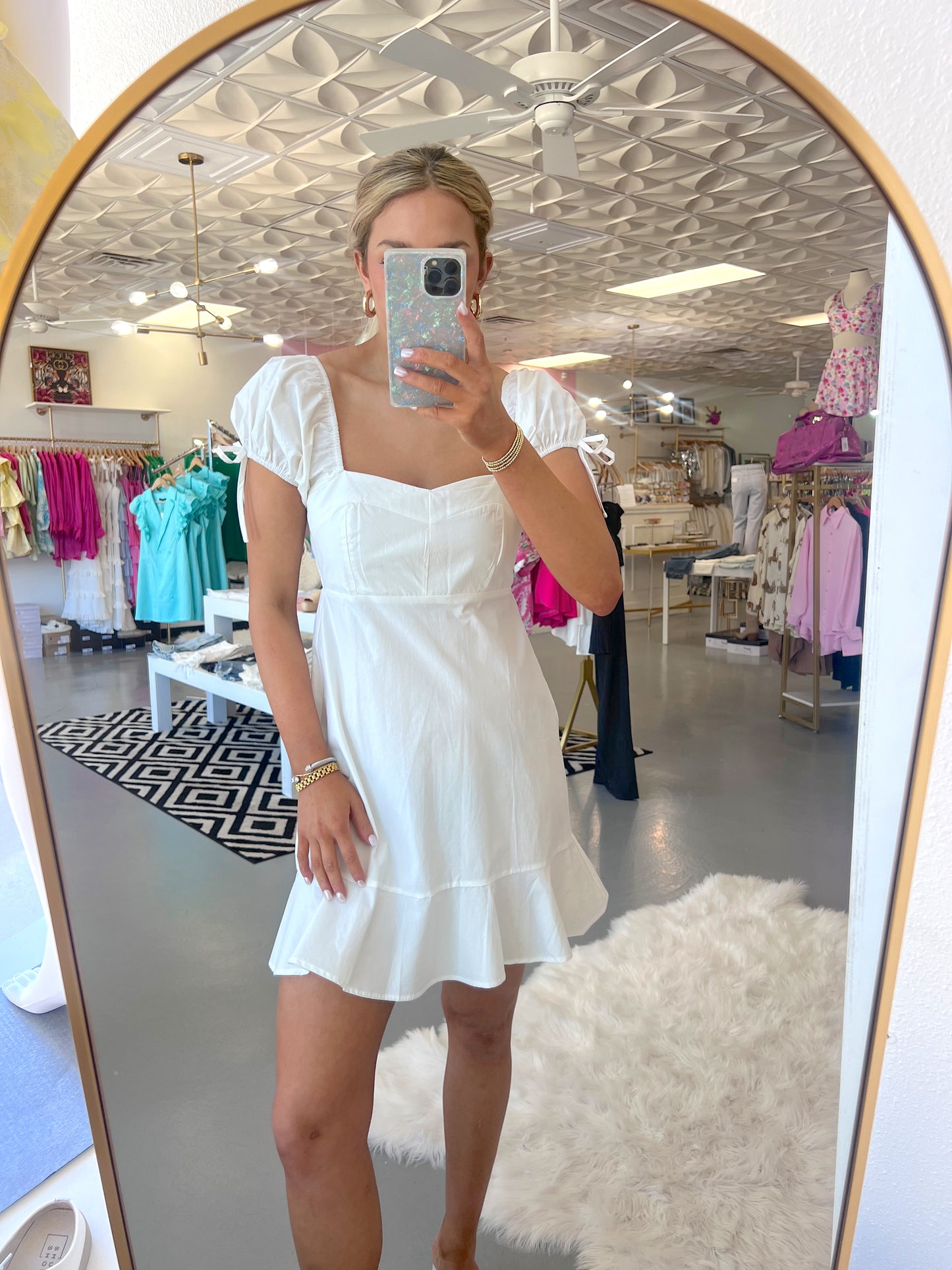 WHITE POPLIN BABYDOLL DRESS